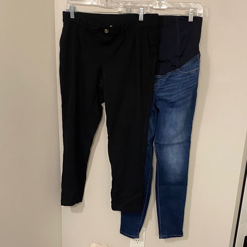 Maternity Black and Blue Pants Set
